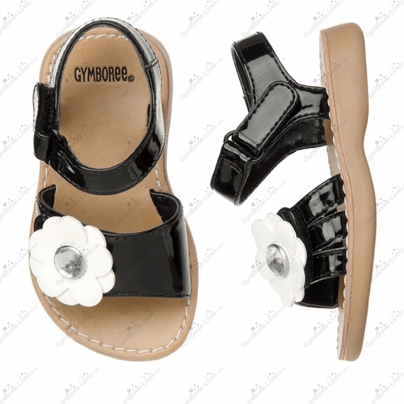 Gymboree black sandals with bejeweled flower. - Picture 10 of 15